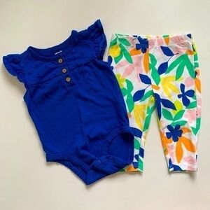 NFS.  carters baby girl matching 2 piece set size 9 months